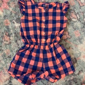 Carter's Pink and Blue Plaid Kids Lightweight Romper, 6mo